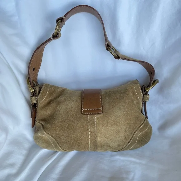 SOLD 🔴 Coach Soho Shoulder bag buckle bag 9692 suede leather tan brown vintage - Picture 5 of 17